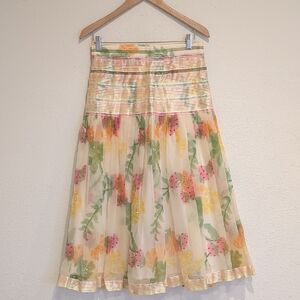 Vibrant Boutique Floral A-Line Skirt Size Small